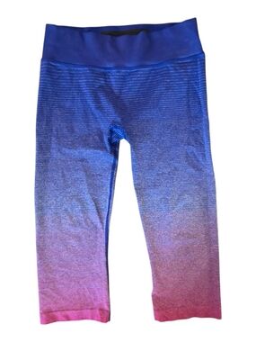 Brooks Women's Capri Running Leggings Size Medium Blue Pink Ombré Athletic